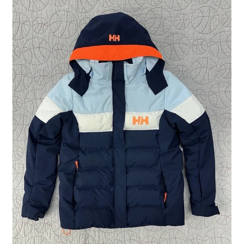 Helly Hansen Jr Diamond Puffer Hooded Ski Coat / Blue White / Size 14 (164)
